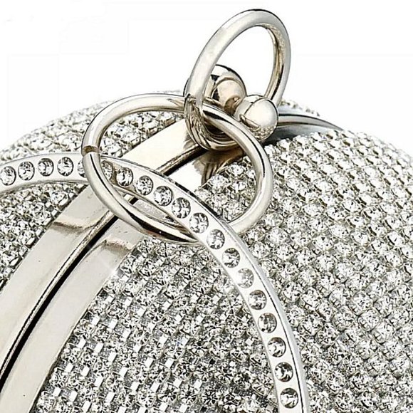 NWT Sparkling Bling Swarovski Crystal Rhinestone Round Ball Purse: Silve… - Picture 3 of 14